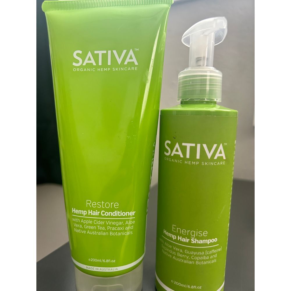 Sativa‎ Organic Skincare Energise Hemp Shampoo Restore Hemp Conditioner 6.8 oz